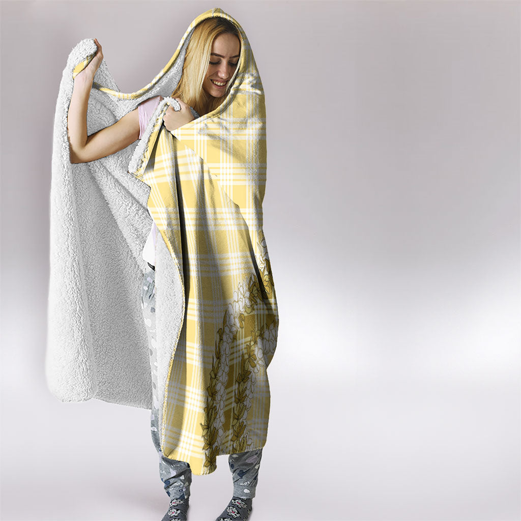 Yellow Hawaii Palaka Hooded Blanket Hawaiian Honohono Lei