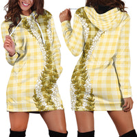Yellow Hawaii Palaka Hoodie Dress Hawaiian Honohono Lei