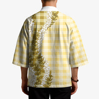 Yellow Hawaii Palaka Kimono Hawaiian Honohono Lei