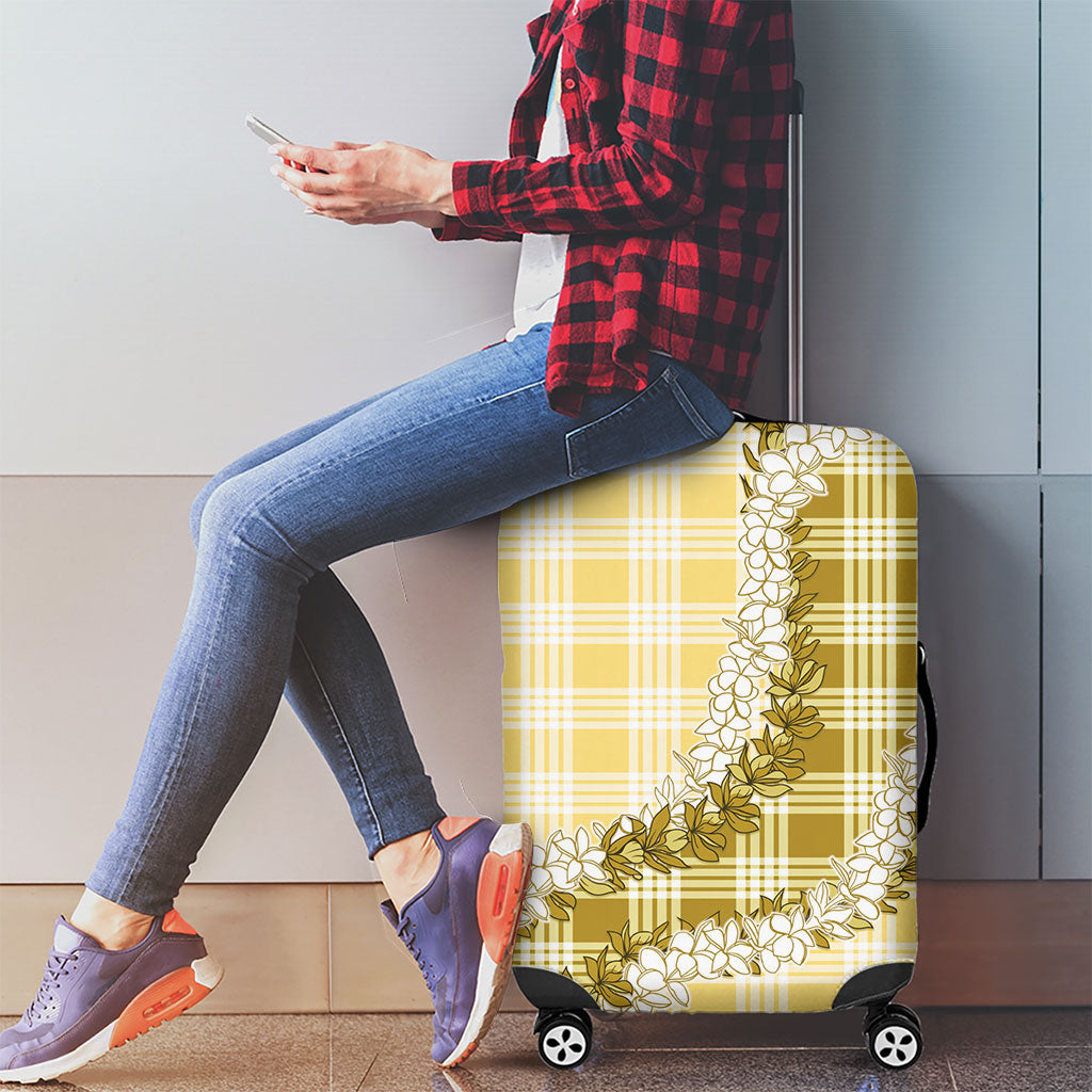 Yellow Hawaii Palaka Luggage Cover Hawaiian Honohono Lei