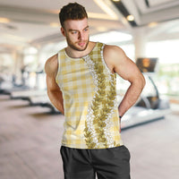 Yellow Hawaii Palaka Men Tank Top Hawaiian Honohono Lei