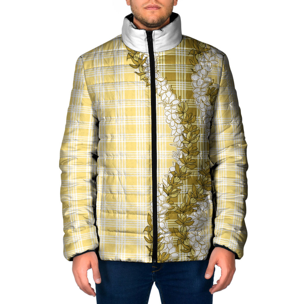 Yellow Hawaii Palaka Padded Jacket Hawaiian Honohono Lei