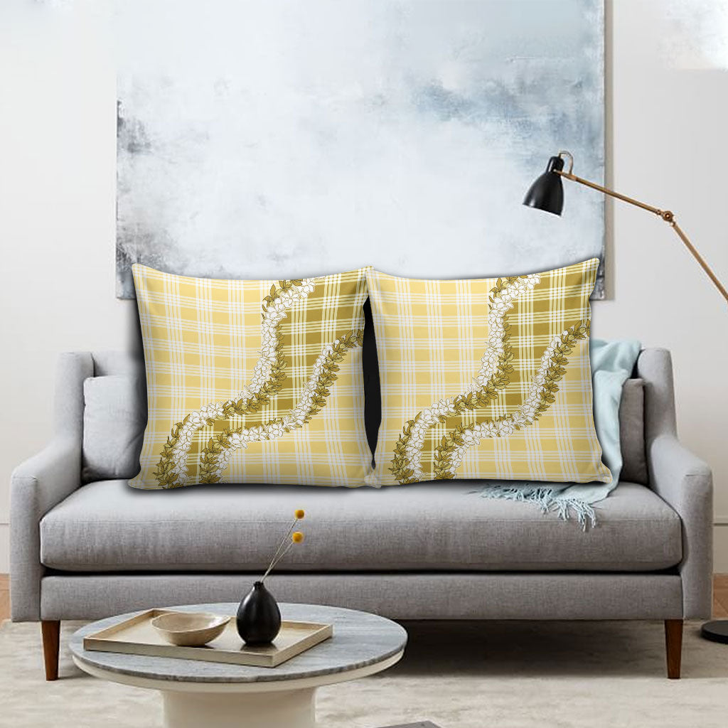 Yellow Hawaii Palaka Pillow Cover Hawaiian Honohono Lei LT05 - Polynesian Pride
