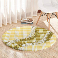 Yellow Hawaii Palaka Round Carpet Hawaiian Honohono Lei