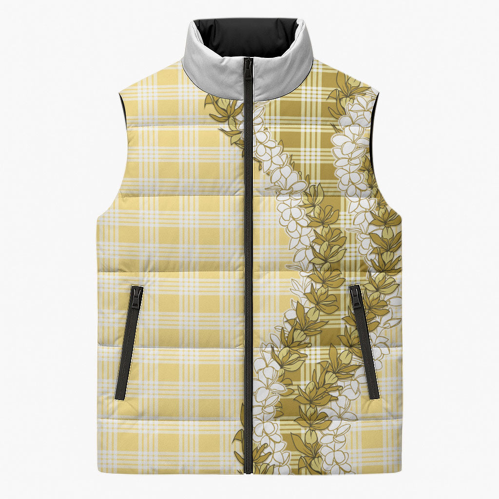 Yellow Hawaii Palaka Sleeveless Puffer Jacket Hawaiian Honohono Lei LT05 Unisex Yellow - Polynesian Pride
