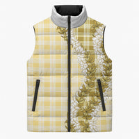 Yellow Hawaii Palaka Sleeveless Puffer Jacket Hawaiian Honohono Lei LT05 Unisex Yellow - Polynesian Pride