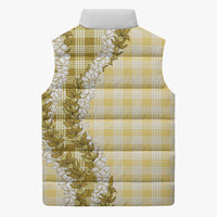 Yellow Hawaii Palaka Sleeveless Puffer Jacket Hawaiian Honohono Lei LT05 - Polynesian Pride