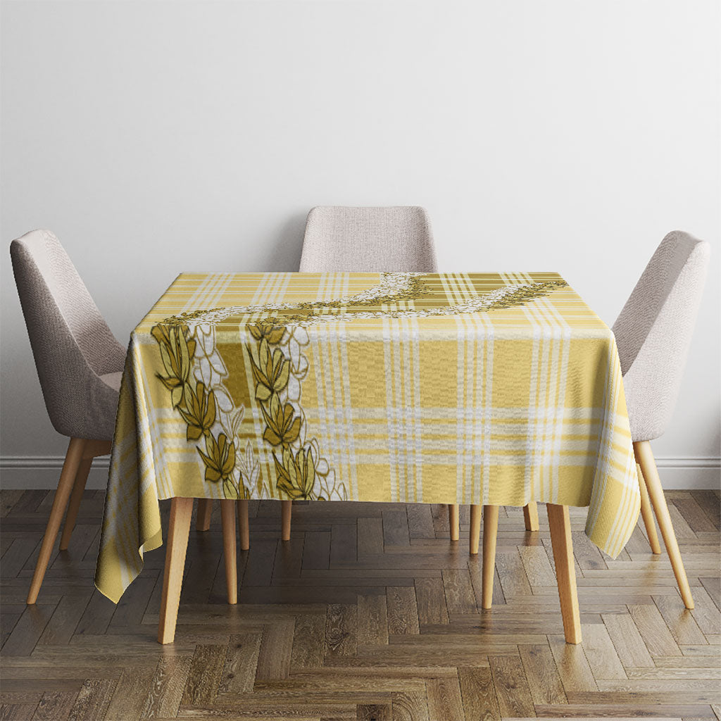 Yellow Hawaii Palaka Tablecloth Hawaiian Honohono Lei