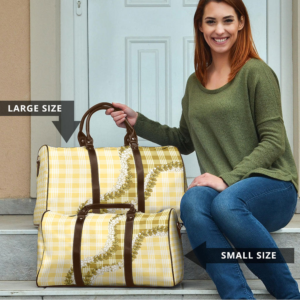 Yellow Hawaii Palaka Travel Bag Hawaiian Honohono Lei