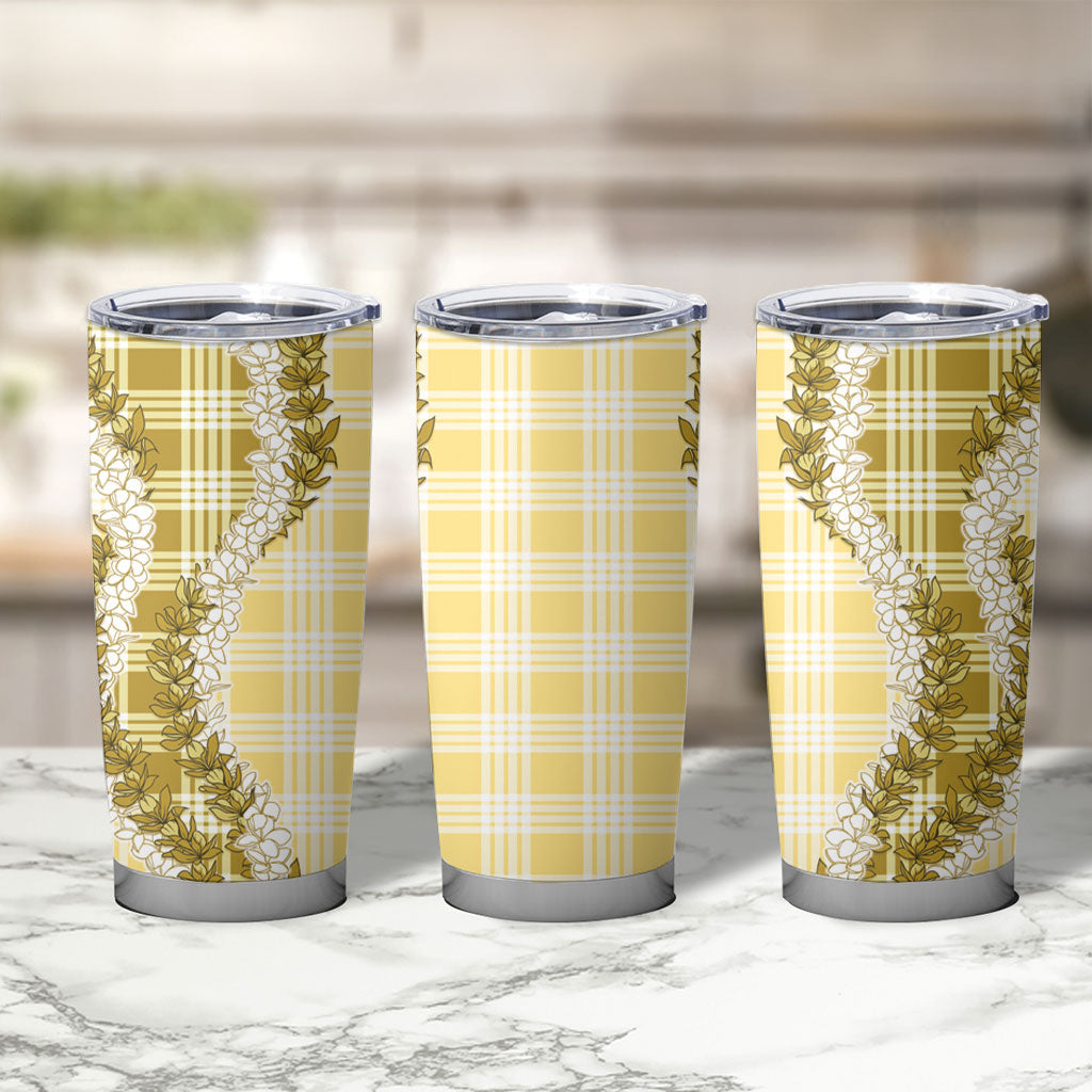 Yellow Hawaii Palaka Tumbler Cup Hawaiian Honohono Lei