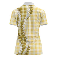 Yellow Hawaii Palaka Women Polo Shirt Hawaiian Honohono Lei