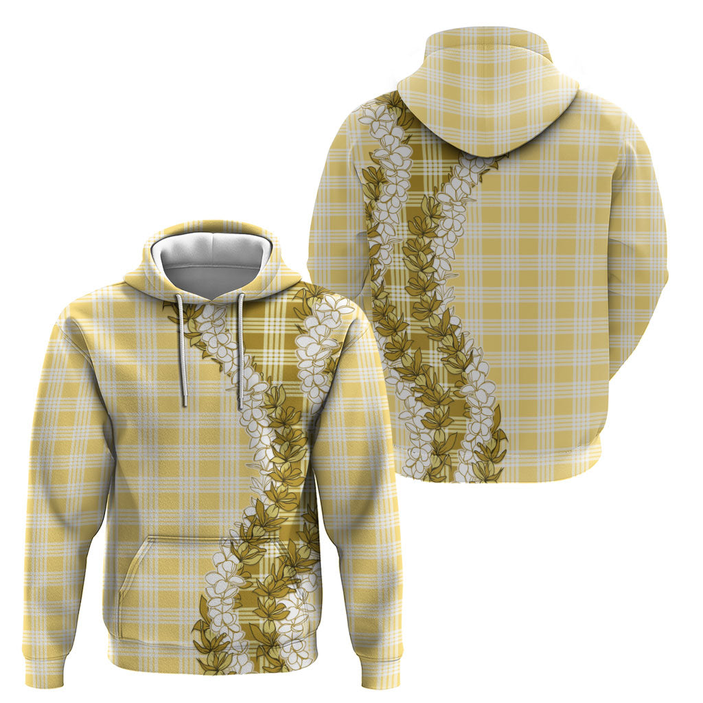 Yellow Hawaii Palaka Zip Hoodie Hawaiian Honohono Lei