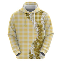Yellow Hawaii Palaka Zip Hoodie Hawaiian Honohono Lei