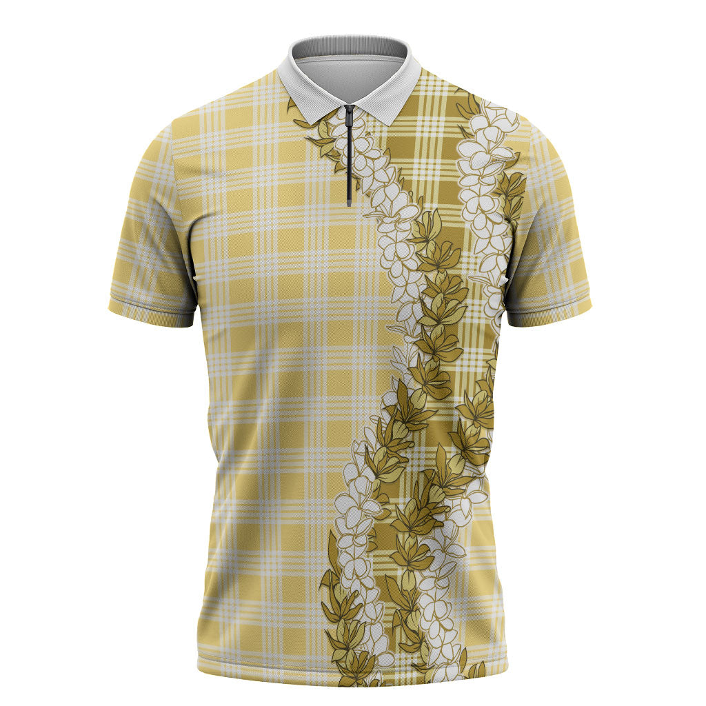 Yellow Hawaii Palaka Zipper Polo Shirt Hawaiian Honohono Lei LT05 Yellow - Polynesian Pride