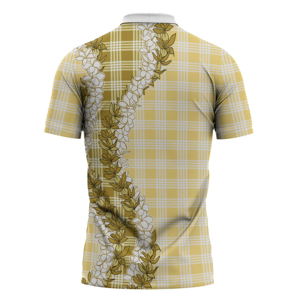 Yellow Hawaii Palaka Zipper Polo Shirt Hawaiian Honohono Lei LT05 - Polynesian Pride