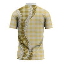 Yellow Hawaii Palaka Zipper Polo Shirt Hawaiian Honohono Lei LT05 - Polynesian Pride