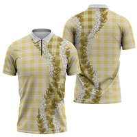 Yellow Hawaii Palaka Zipper Polo Shirt Hawaiian Honohono Lei LT05 - Polynesian Pride