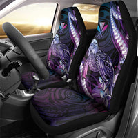 Hawaiian Monk Seal Car Seat Cover Kakau Tribal Pattern Violet Gradient