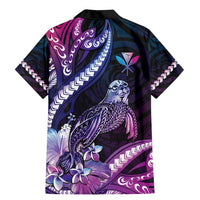 Hawaiian Monk Seal Family Matching Mermaid Dress and Hawaiian Shirt Kakau Tribal Pattern Violet Gradient