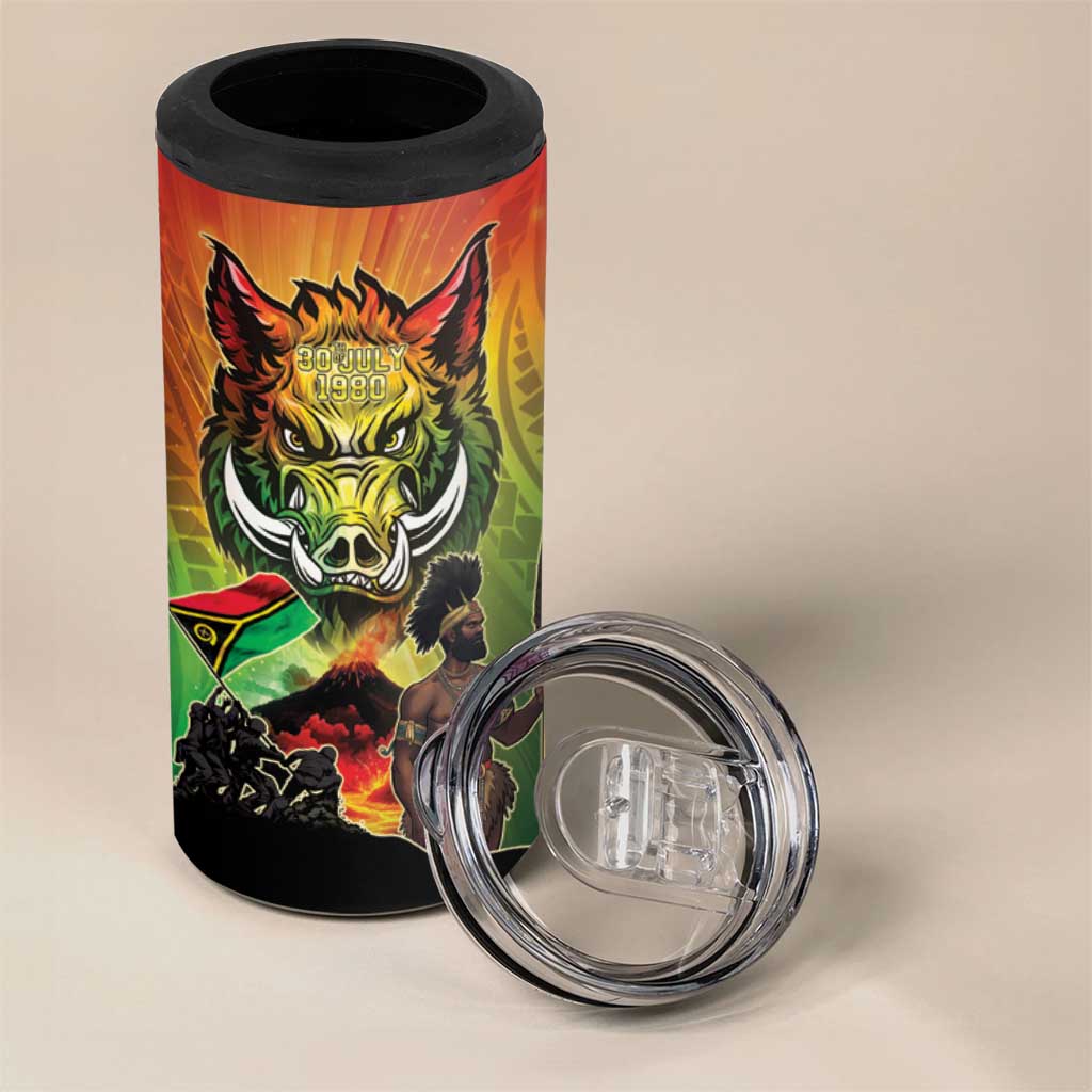 Vanuatu July 30th 1980 4 in 1 Can Cooler Tumbler Happy Independence Day - Polynesian Pride