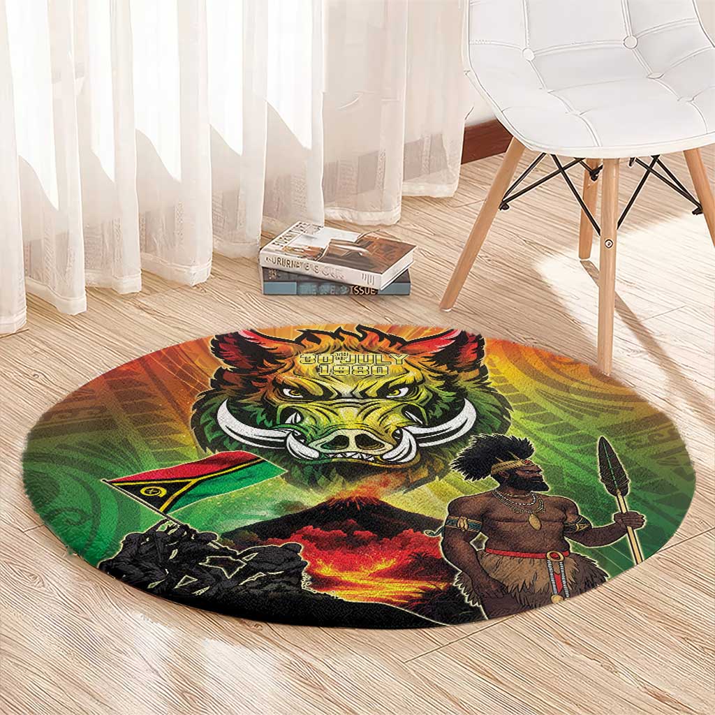 Vanuatu July 30th 1980 Round Carpet Happy Independence Day - Polynesian Pride