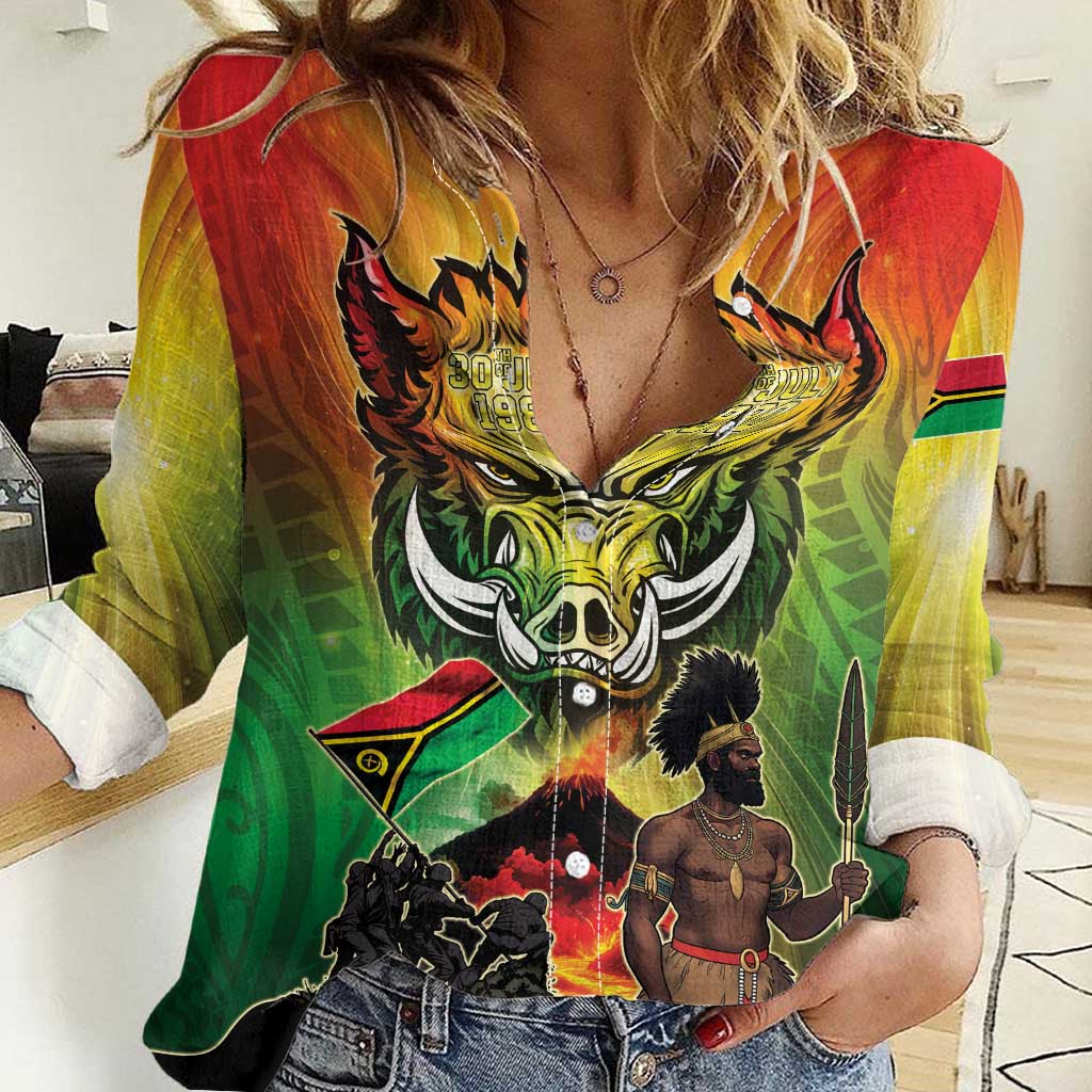 Vanuatu July 30th 1980 Women Casual Shirt Happy Independence Day - Polynesian Pride