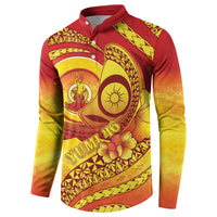 Vanuatu 46 Yia Indipendens Anivesari Button Sweatshirt Tamtam Drum With Boar Tusk LT05 - Polynesian Pride