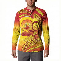 Vanuatu 46 Yia Indipendens Anivesari Button Sweatshirt Tamtam Drum With Boar Tusk LT05 - Polynesian Pride