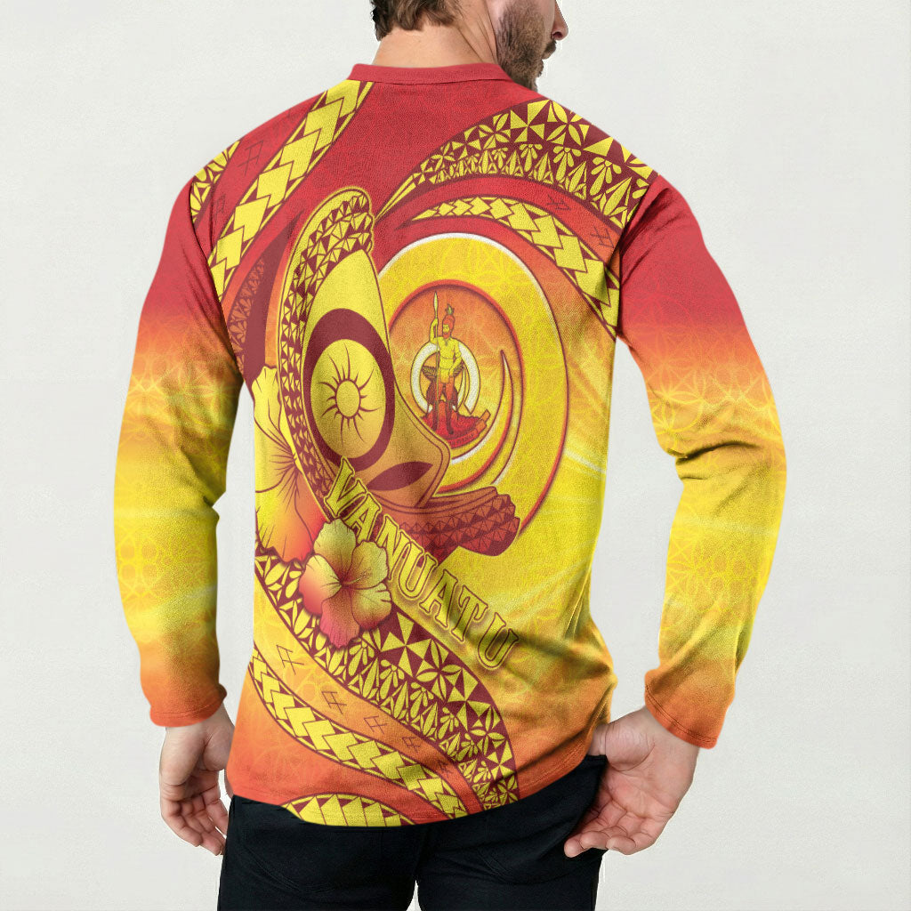 Vanuatu 46 Yia Indipendens Anivesari Button Sweatshirt Tamtam Drum With Boar Tusk LT05 - Polynesian Pride