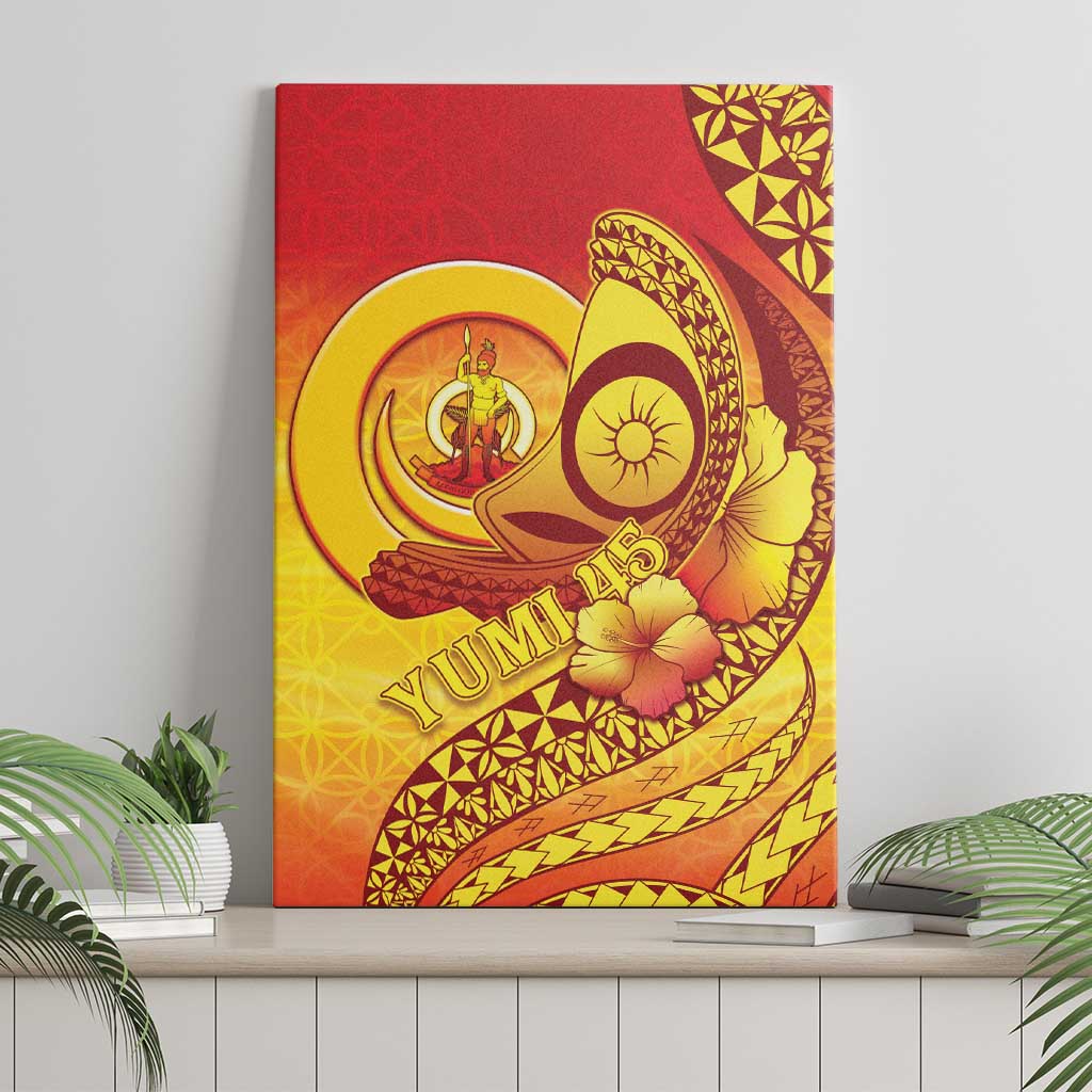 Vanuatu 45 Yia Indipendens Anivesari Canvas Wall Art Tamtam Drum With Boar Tusk - Polynesian Pride