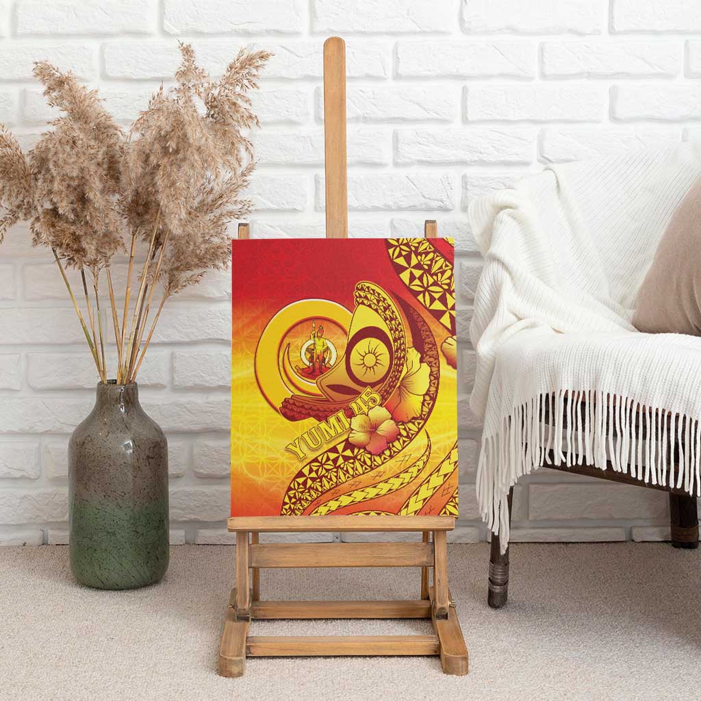 Vanuatu 45 Yia Indipendens Anivesari Canvas Wall Art Tamtam Drum With Boar Tusk - Polynesian Pride