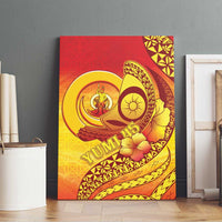 Vanuatu 45 Yia Indipendens Anivesari Canvas Wall Art Tamtam Drum With Boar Tusk - Polynesian Pride