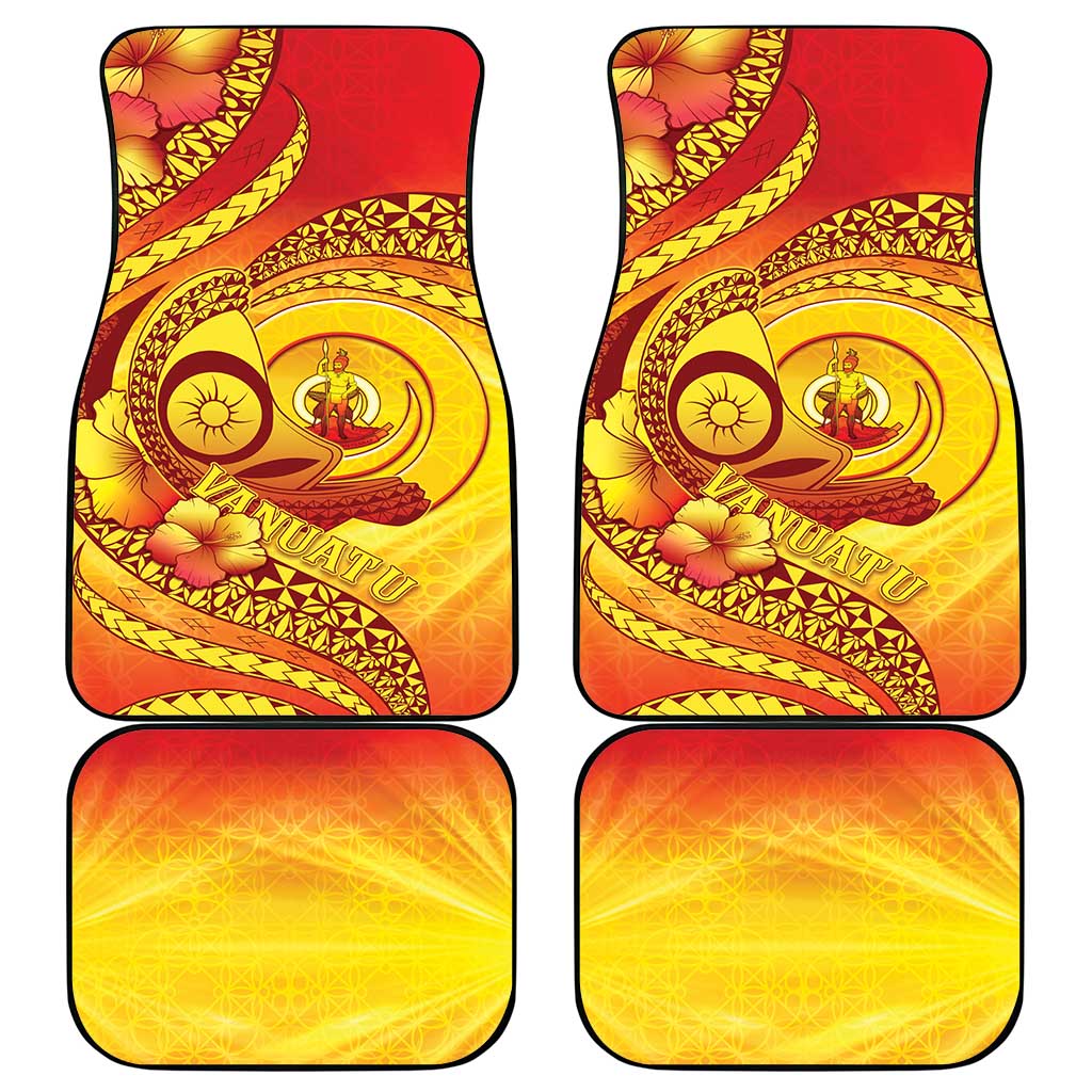 Vanuatu 45 Yia Indipendens Anivesari Car Mats Tamtam Drum With Boar Tusk - Polynesian Pride