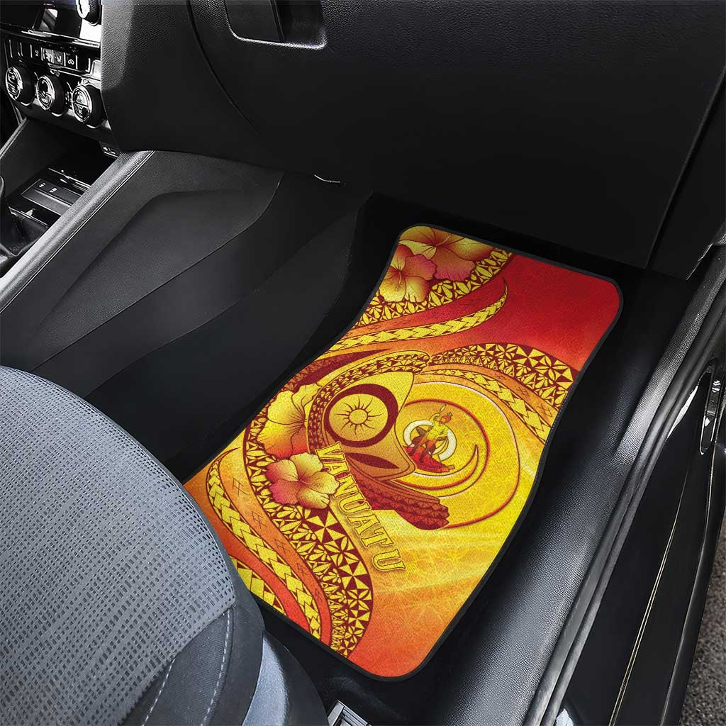 Vanuatu 45 Yia Indipendens Anivesari Car Mats Tamtam Drum With Boar Tusk - Polynesian Pride