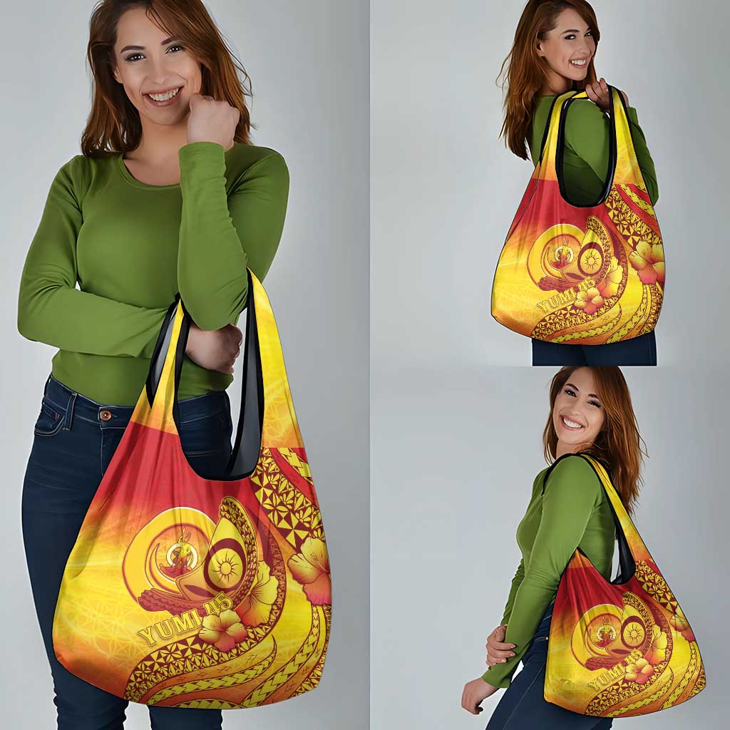 Vanuatu 45 Yia Indipendens Anivesari Grocery Bag Tamtam Drum With Boar Tusk - Polynesian Pride