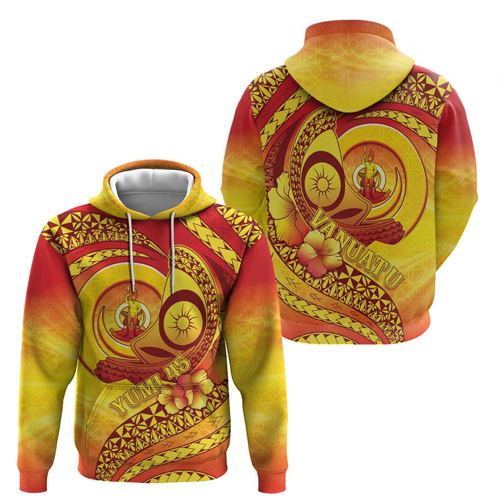 Vanuatu 45 Yia Indipendens Anivesari Hoodie Tamtam Drum With Boar Tusk - Polynesian Pride