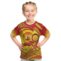Vanuatu 45 Yia Indipendens Anivesari Kid T Shirt Tamtam Drum With Boar Tusk - Polynesian Pride