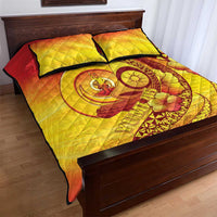 Vanuatu 45 Yia Indipendens Anivesari Quilt Bed Set Tamtam Drum With Boar Tusk - Polynesian Pride