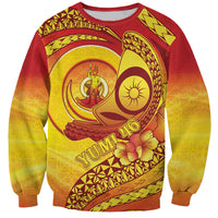 Vanuatu 46 Yia Indipendens Anivesari Sweatshirt Tamtam Drum With Boar Tusk LT05 Unisex Yellow - Polynesian Pride