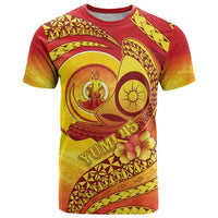 Vanuatu 45 Yia Indipendens Anivesari T Shirt Tamtam Drum With Boar Tusk - Polynesian Pride