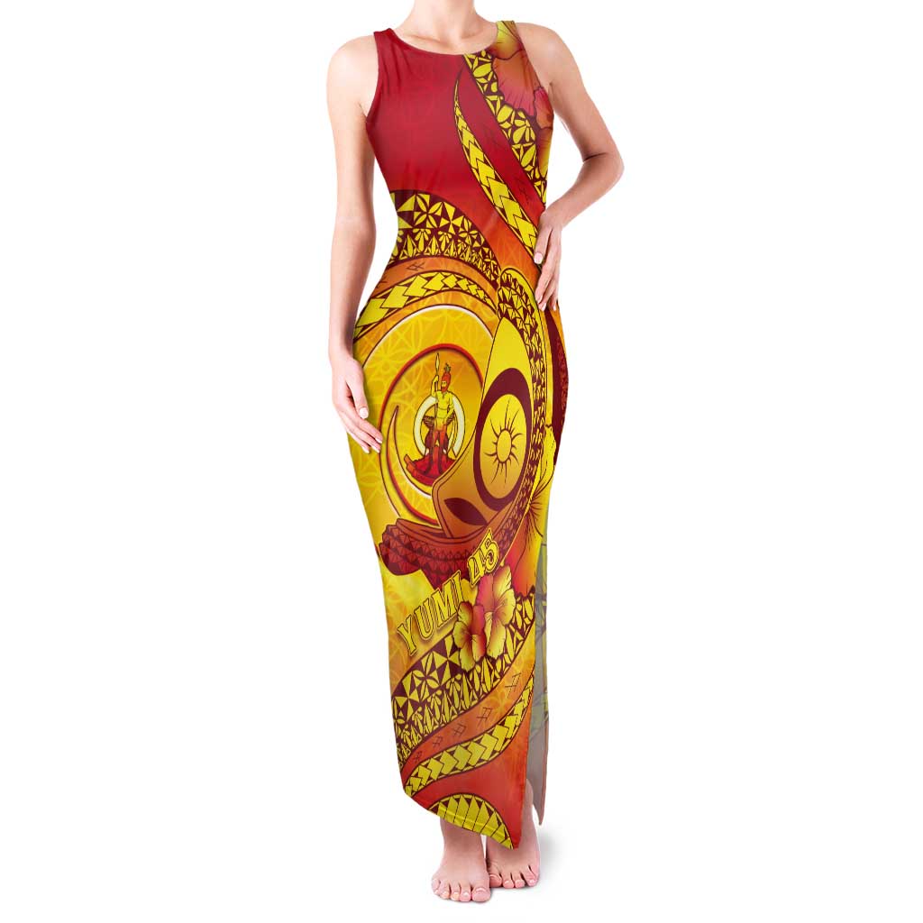 Vanuatu 45 Yia Indipendens Anivesari Tank Maxi Dress Tamtam Drum With Boar Tusk - Polynesian Pride