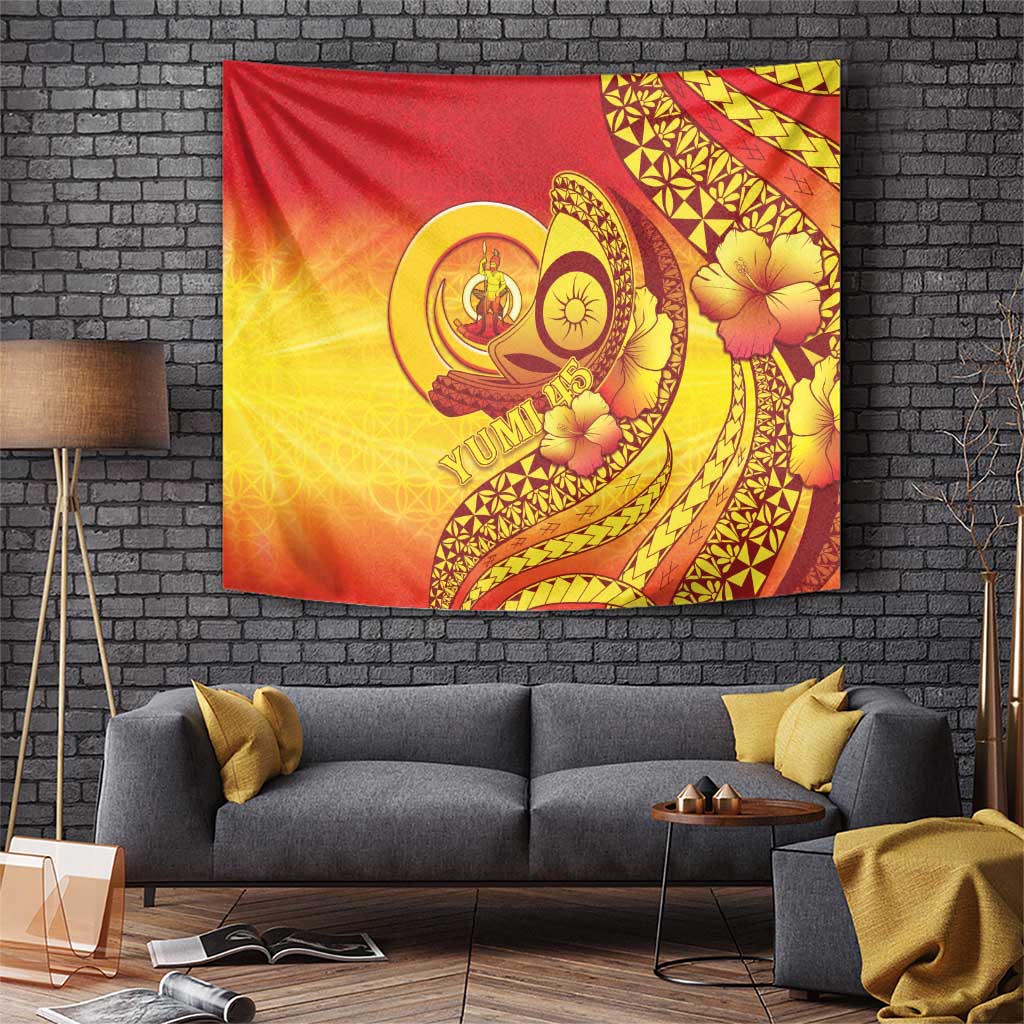 Vanuatu 45 Yia Indipendens Anivesari Tapestry Tamtam Drum With Boar Tusk - Polynesian Pride