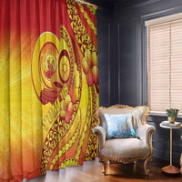 Vanuatu 45 Yia Indipendens Anivesari Window Curtain Tamtam Drum With Boar Tusk - Polynesian Pride