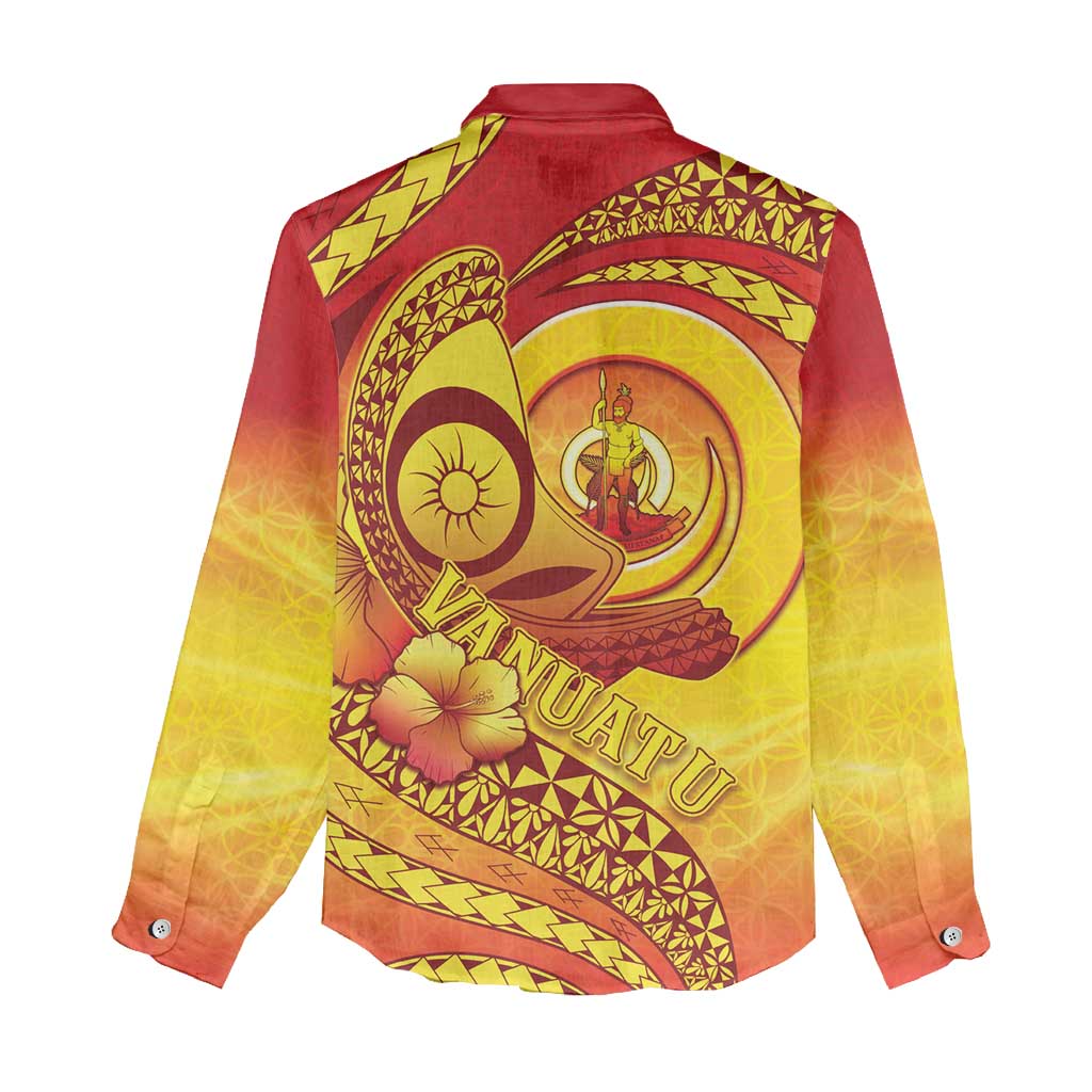 Vanuatu 45 Yia Indipendens Anivesari Women Casual Shirt Tamtam Drum With Boar Tusk - Polynesian Pride