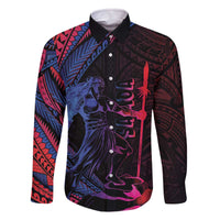 Samoan Pride Family Matching Off The Shoulder Long Sleeve Dress and Hawaiian Shirt The Tui Manua - Polynesian Pride