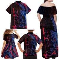 Samoan Pride Family Matching Off Shoulder Maxi Dress and Hawaiian Shirt The Tui Manua - Polynesian Pride