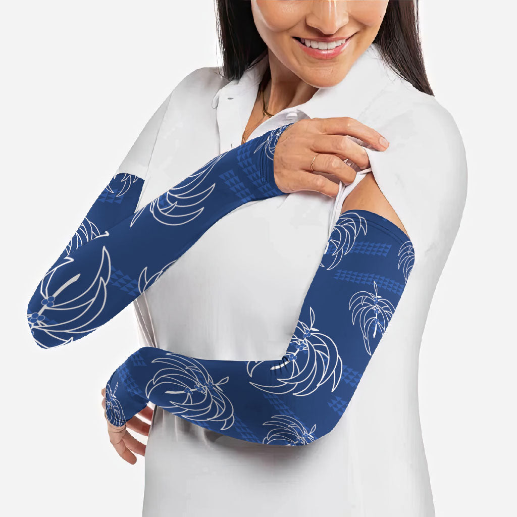 Aloha Hawaii Acacia Koa Leaves Arm Sleeves Navy Kakau Tribal Pattern LT05 - Polynesian Pride
