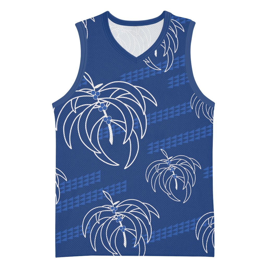Aloha Hawaii Acacia Koa Leaves Basketball Jersey Navy Kakau Tribal Pattern LT05 Unisex Navy - Polynesian Pride