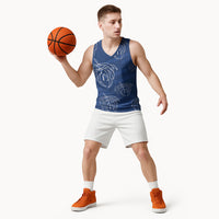 Aloha Hawaii Acacia Koa Leaves Basketball Jersey Navy Kakau Tribal Pattern LT05 - Polynesian Pride
