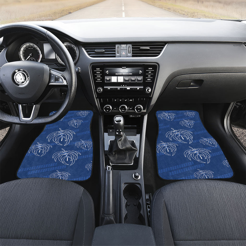 Aloha Hawaii Acacia Koa Leaves Car Mats Navy Kakau Tribal Pattern LT05 Set 2pcs - Front Navy - Polynesian Pride